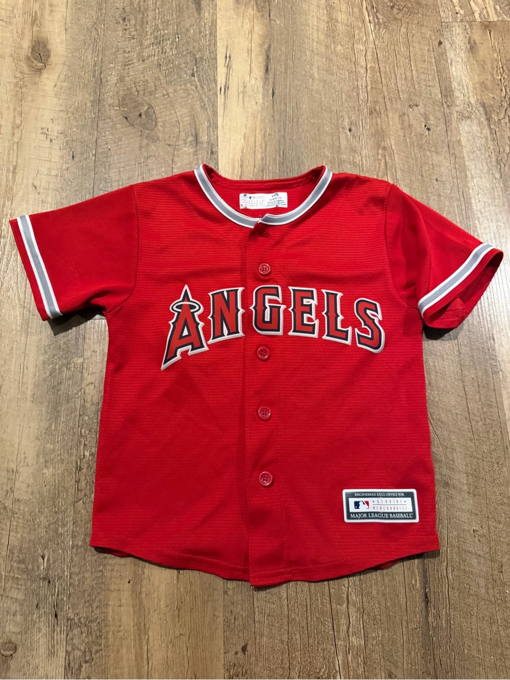 LA Angels Genuine MLB Merchandise Red Kids Baseball Jersey Trout Medium 5/6